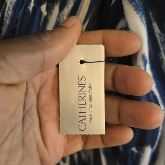 Catherines Tunic Top Womens 1X Blue 3/4 Sleeve Casual Basic Stretchy V-Neck - Picture 6 of 10